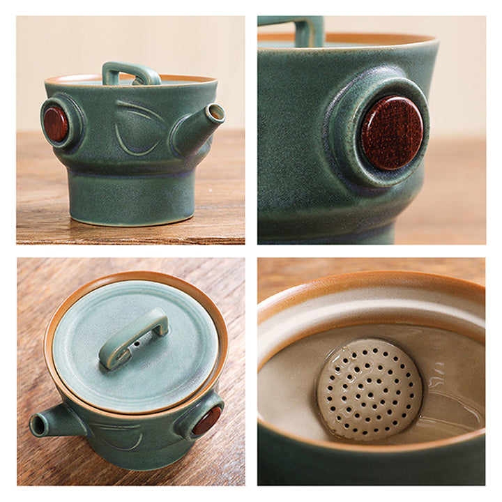 Taza de té de cerámica Kung Fu con bolsa, Buddha Stones , Sanxingdui