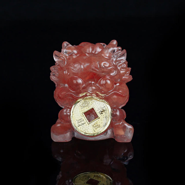 Buddha Stones hechas a mano, moneda de oro PiXiu, cristal Fengshui, energía, fortuna, decoración del hogar