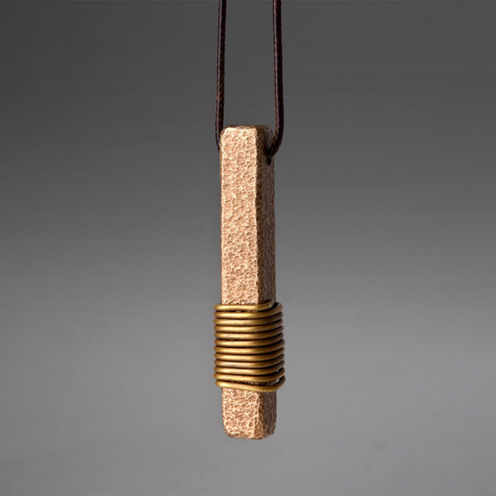 Collar con colgante de riqueza de latón y cobre con diseño texturizado vintage de Buddha Stones - Cobre (Riqueza♥Suerte) - image 0