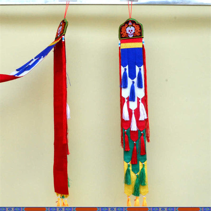 Flor de loto Ocho símbolos auspiciosos Meditación Iluminación Borlas coloridas Arte de pared