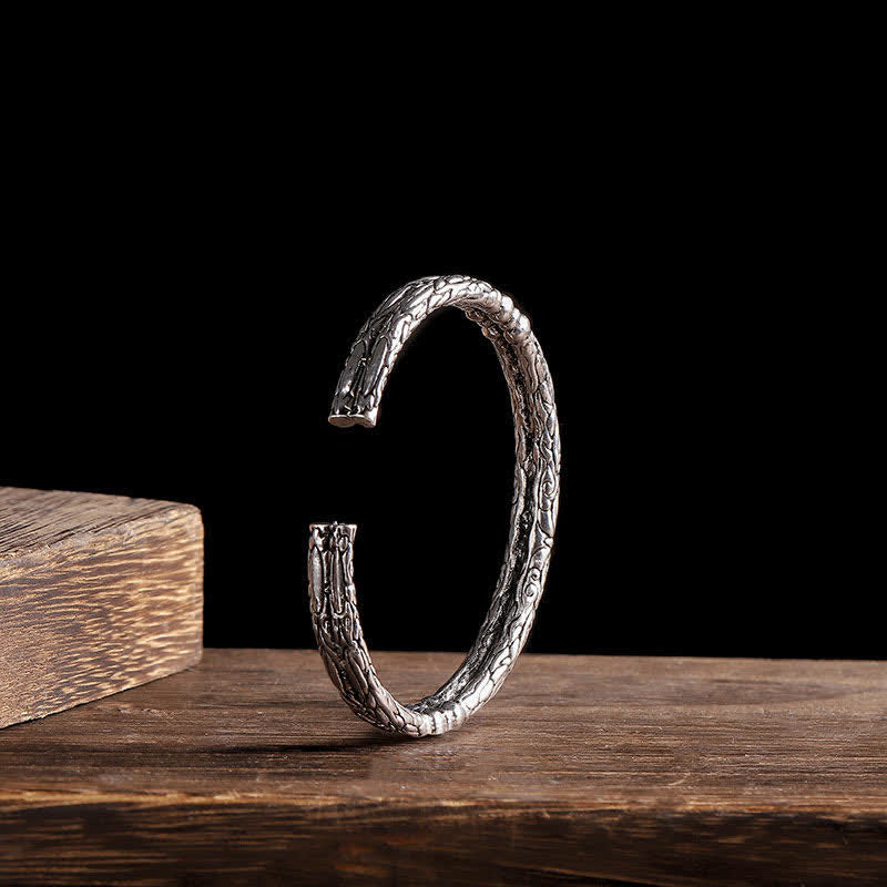 Brazalete de pulsera de equilibrio grabado con patrón de dragón de flores