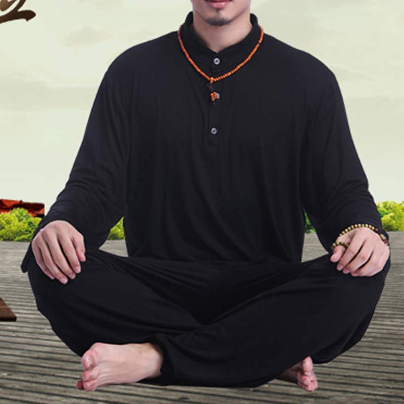 Conjunto de ropa para hombre, Buddha Stones , meditación, oración, Zen espiritual, Tai Chi, práctica de Yoga - Negro - US/UK/AU44，EU54 (3XL) - image 17