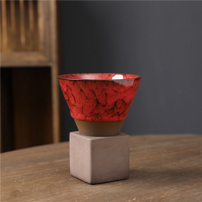 Taza de café de cerámica con cambio de horno Retro Buddha Stones, taza de café expreso con Base de 200ml