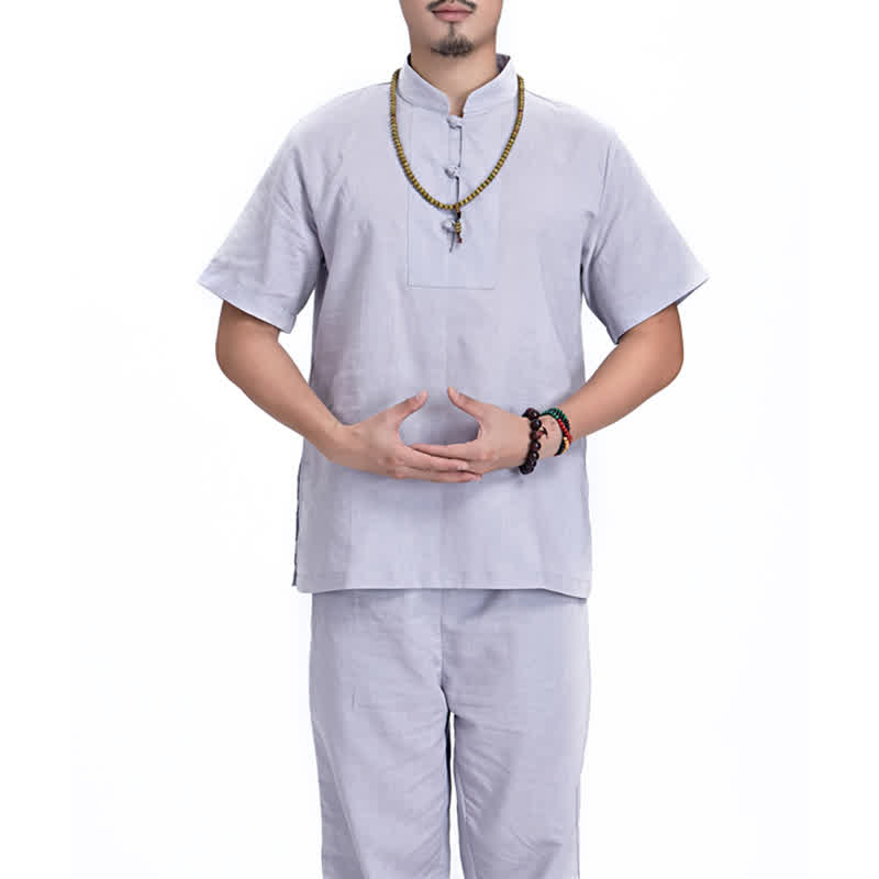 Conjunto de ropa de lino y algodón para hombre, meditación Zen espiritual, Buddha Stones, práctica de oración - Gris - US/UK/AU44，EU54 (3XL) - image 18