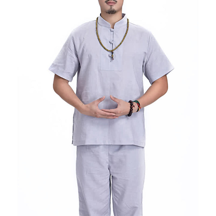 Conjunto de ropa de lino y algodón para hombre, meditación Zen espiritual, Buddha Stones, práctica de oración - Gris - US/UK/AU44，EU54 (3XL) - image 18