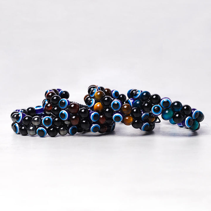 Pulsera con cuentas de protección de ojo de tigre, hematita, mal de ojo , Buddha Stones