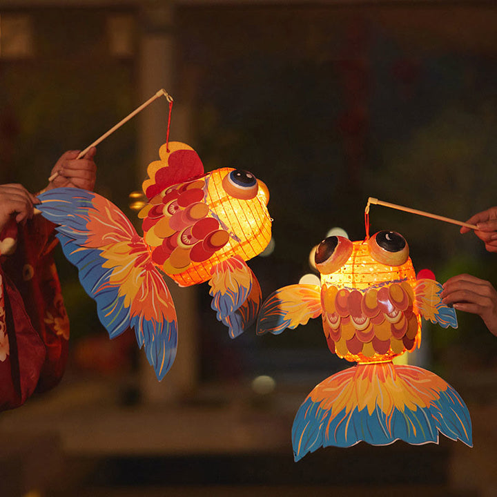 Buddha Stones DIY, buena suerte, pez Koi, lámpara de farol de papel, Festival del medio otoño, decoración de farol para niños