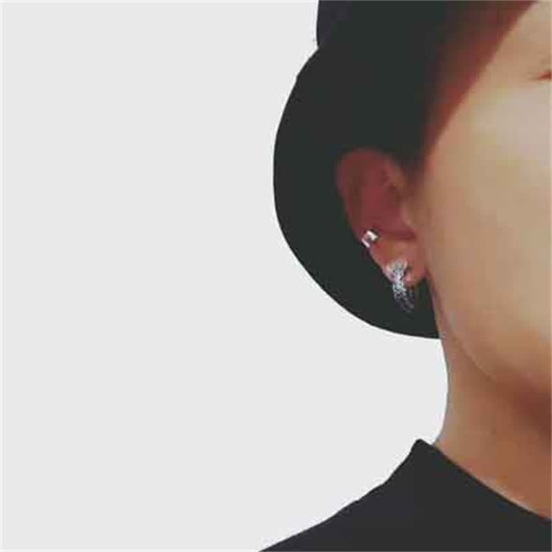 Pendientes de protección con patrón de aro de dragón de plata de ley 925 - image 1