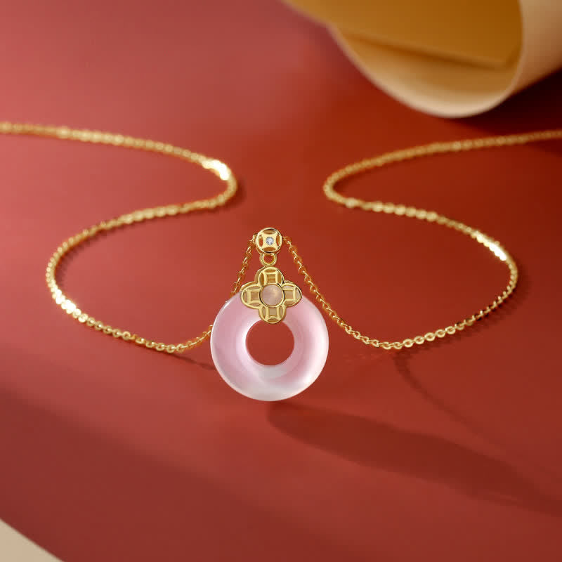 Colgante positivo del collar de la hebilla de la paz de la moneda de la calcedonia de la plata esterlina 925 - Oro - image 0