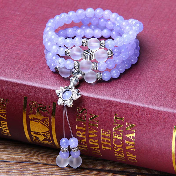 Pulsera de fuerza con cuentas de jaspe morado y Buddha Stones Mala