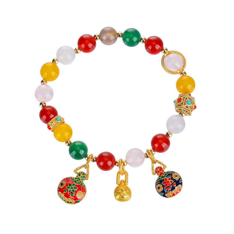 Pulsera de éxito con Buddha Stones, familia de bestias tragadoras de oro, varios cristales de ágata