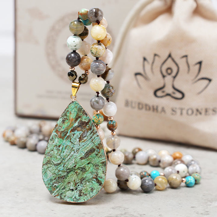 Collar curativo con cuentas de jaspe Picasso del océano natural de Buddha Stones