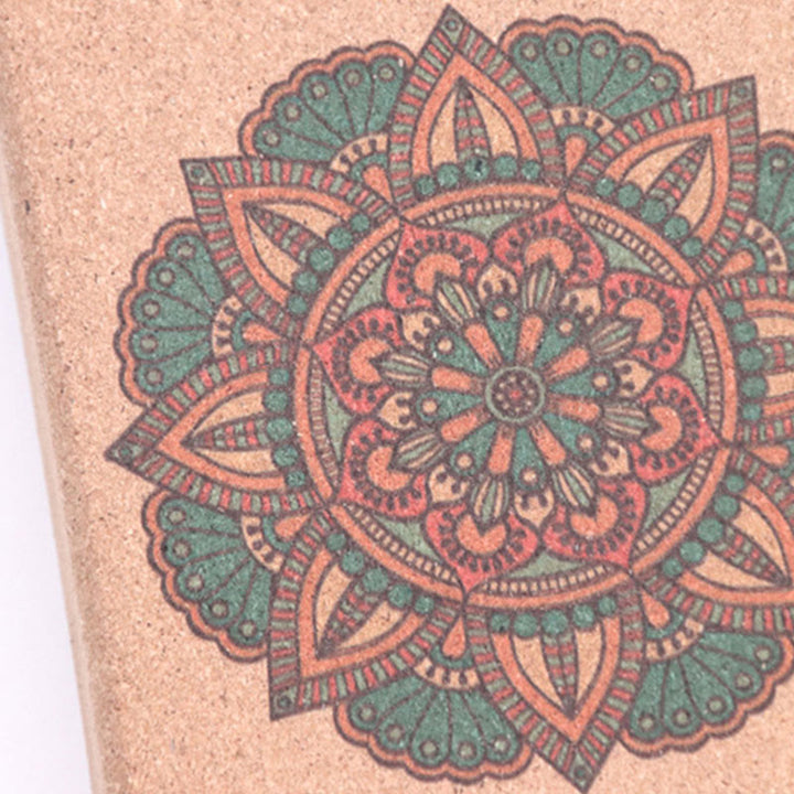 Bloque de corcho de yoga consciente con mandala tibetana de Buddha Stones