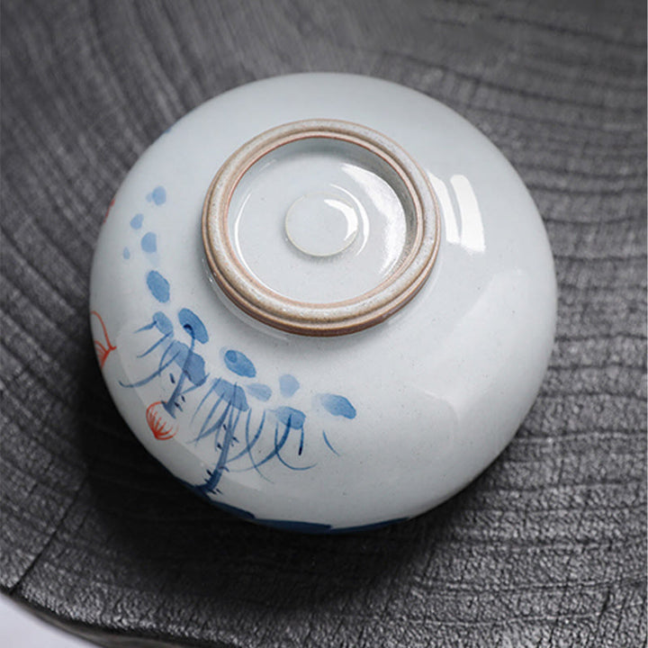 Tazas de té de cerámica de bambú con hojas de flor de loto y Buddha Stones, tazas de té de Kung Fu