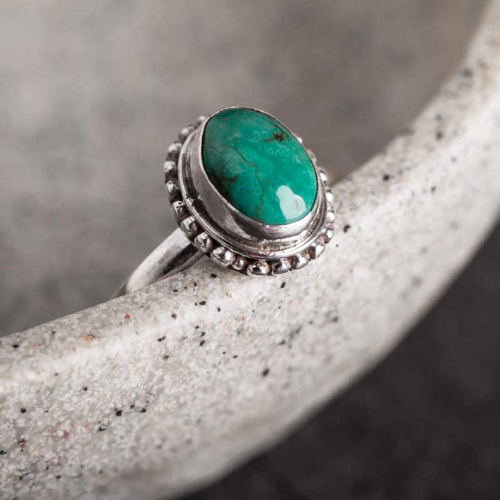 Anillo de amor de sabiduría turquesa de plata de ley 925 con Buddha Stones