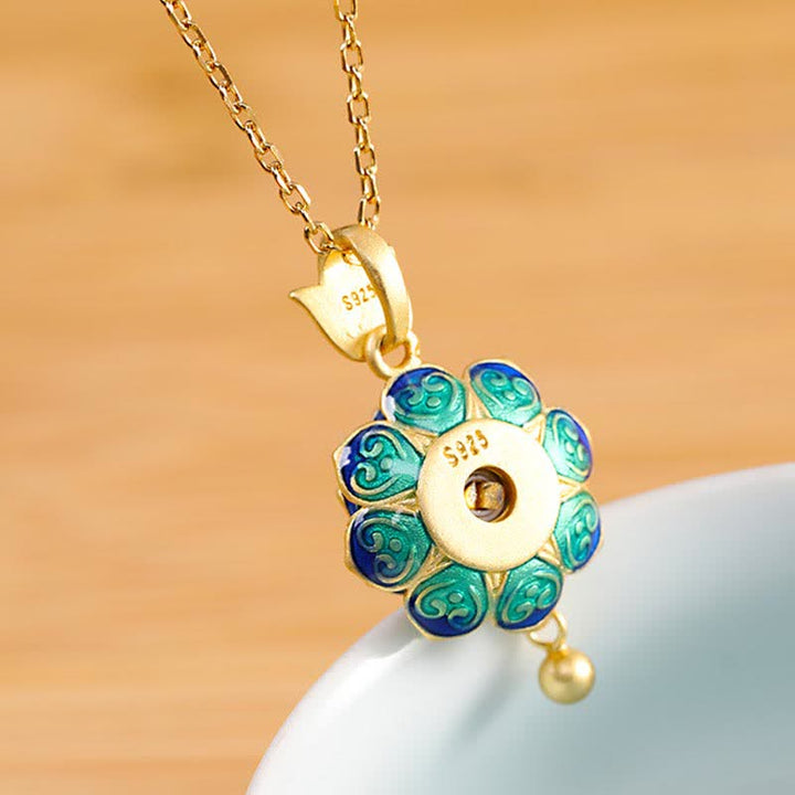Colgante de plata de ley 925 con rueda de oración de loto del Tíbet y ágata roja - image 3