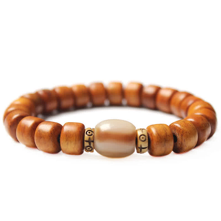 Pulsera de fuerza Om Mani Padme Hum con cuentas de hueso tibetano de piedras de Buddha Stones