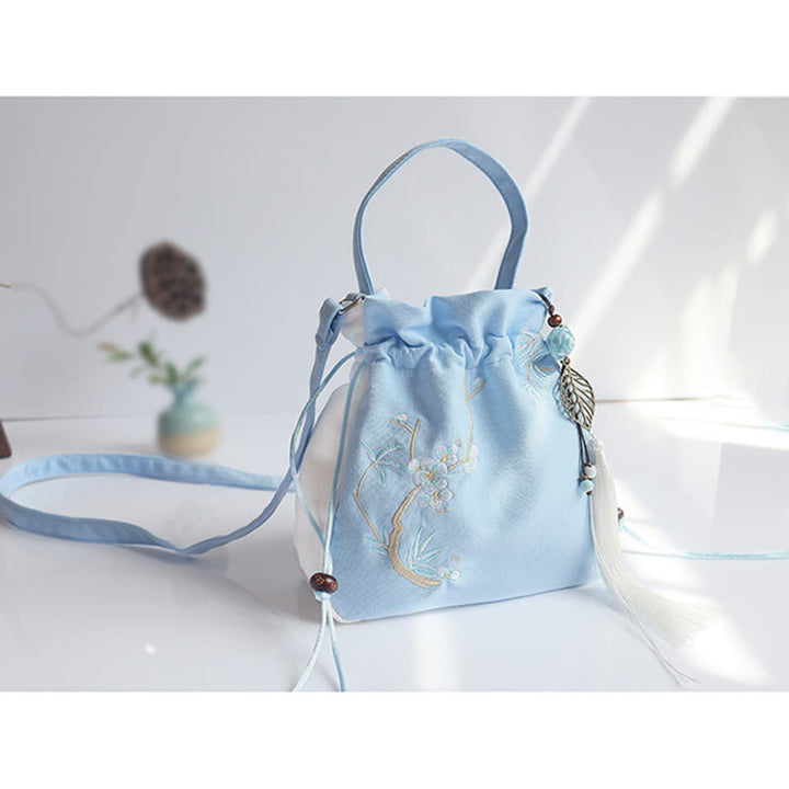 Bolso de hombro de lona con flores bordadas hechas a mano con Buddha Stones - image 37