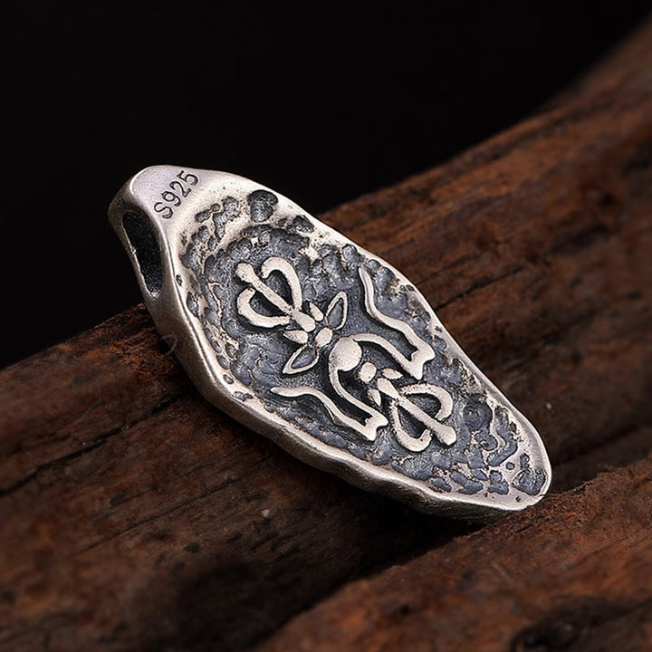 Colgante de plata de ley 925 tibetana con Buddha Stones Om Mani Padme Hum Dorje Vajra, colgante de fuerza grabado - image 8