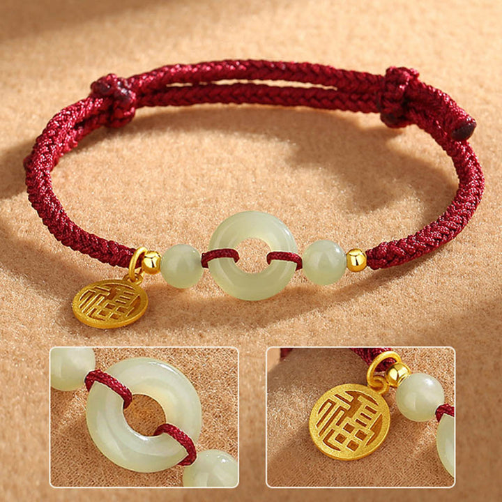 Pulsera de plata de ley 925 con Buddha Stones , jade hetiano, hebilla de la paz, dije de personaje Fu, pulsera de abundancia
