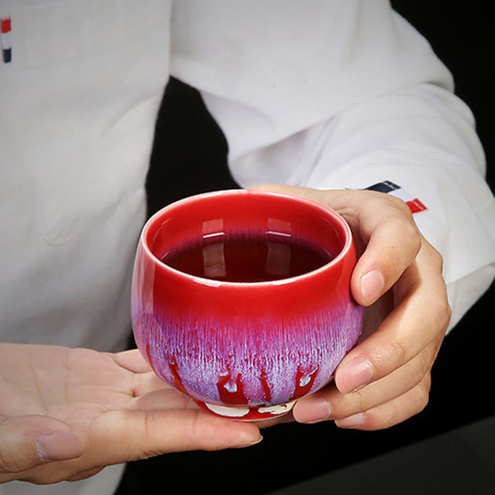 Taza de té de cerámica con cambio de horno de esmalte Jianzhan chino , Buddha Stones, taza de té Tenmoku Kung Fu