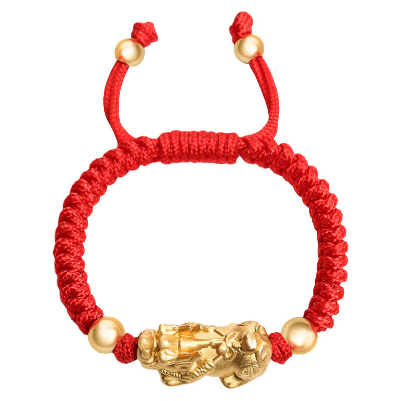 Pulsera de plata de ley 999 con Buddha Stones PiXiu Wealth King Kong con nudo trenzado para niños - image 9