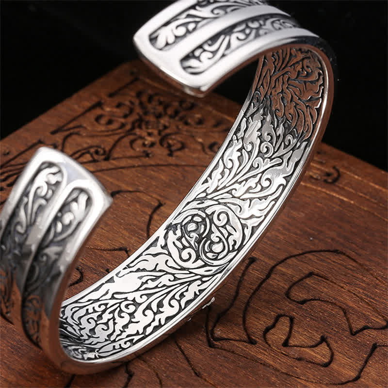Brazalete de plata de ley 925 con grabado de poder espiritual Vajra Dorje - image 4