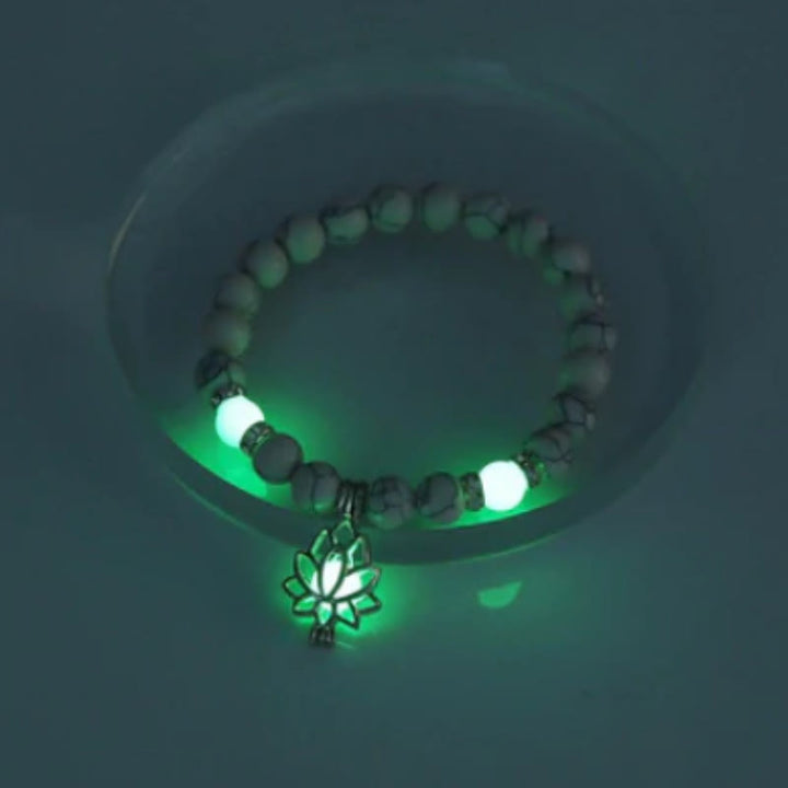 Pulsera de protección de loto con cuentas luminosas de piedra brillante turquesa tibetana de Buddha Stones