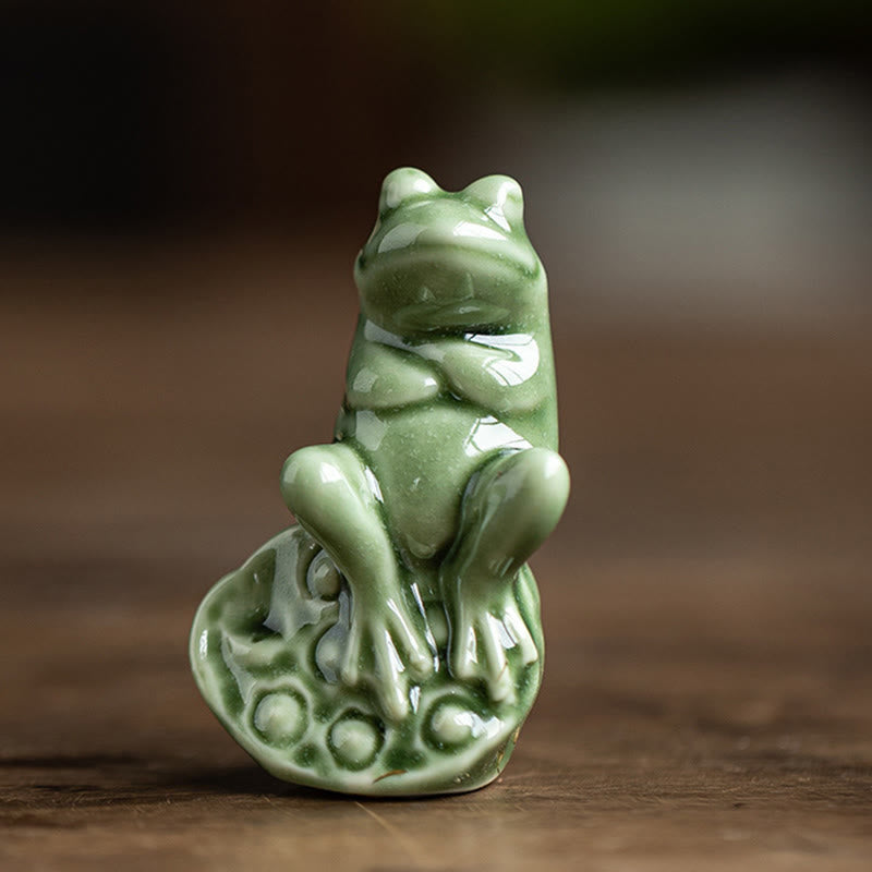 Mini Buddha Stones para meditación, loto pequeño, rana en reposo, cerámica, riqueza, suerte, té para el hogar, figura decorativa para mascotas - Ranita de loto 4*3,5*5,9 cm - image 9