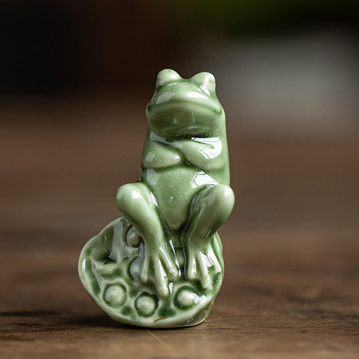 Mini Buddha Stones para meditación, loto pequeño, rana en reposo, cerámica, riqueza, suerte, té para el hogar, figura decorativa para mascotas - Ranita de loto 4*3,5*5,9 cm - image 9
