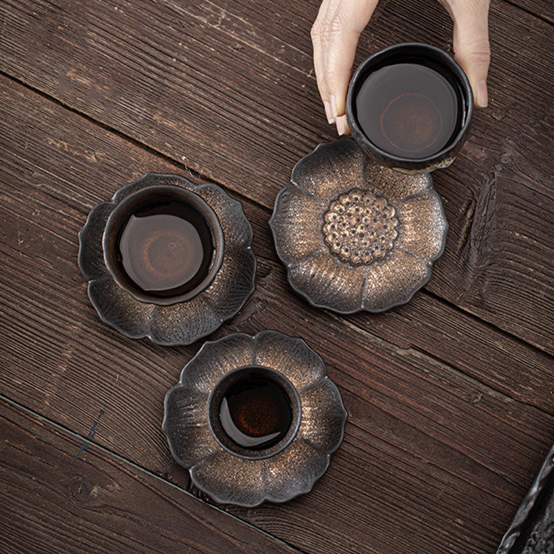 Tapete para Taza de cerámica con diseño de flor de loto Vintage , Buddha Stones, posavasos para taza de té, tapete para té de Kung Fu