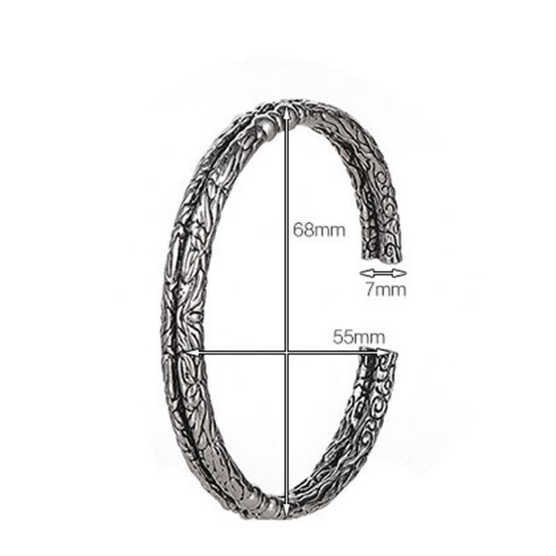 Brazalete de pulsera de equilibrio grabado con patrón de dragón de flores