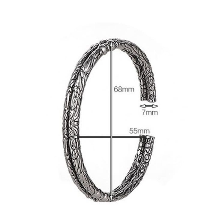 Brazalete de pulsera de equilibrio grabado con patrón de dragón de flores