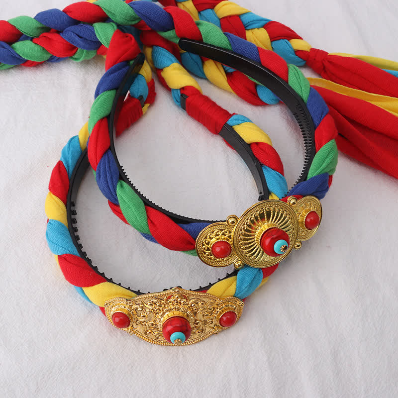 Accesorios para el cabello con cuentas de borlas coloridas tibetanas - image 4