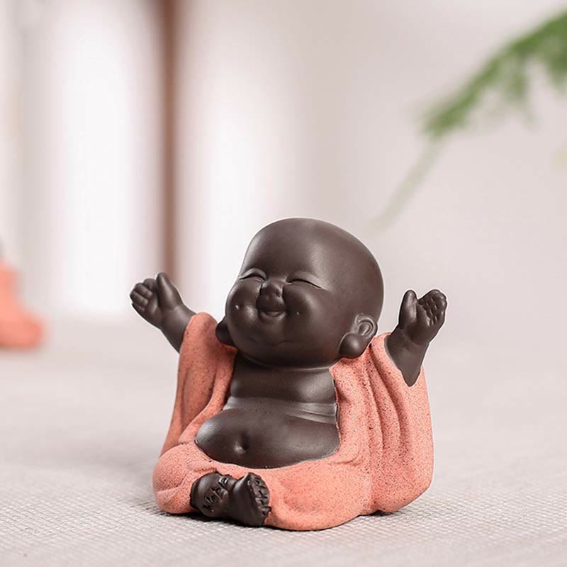 Buddha Stones siempre sonriendo, Buda riéndose, riqueza, suerte, arcilla púrpura, estatua de Maitreya, decoración - image 3
