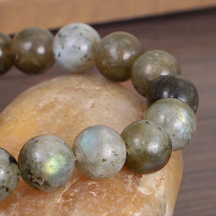 Pulsera de cuentas curativas con soporte de piedra lunar de labradorita natural de Buddha Stones - image 7