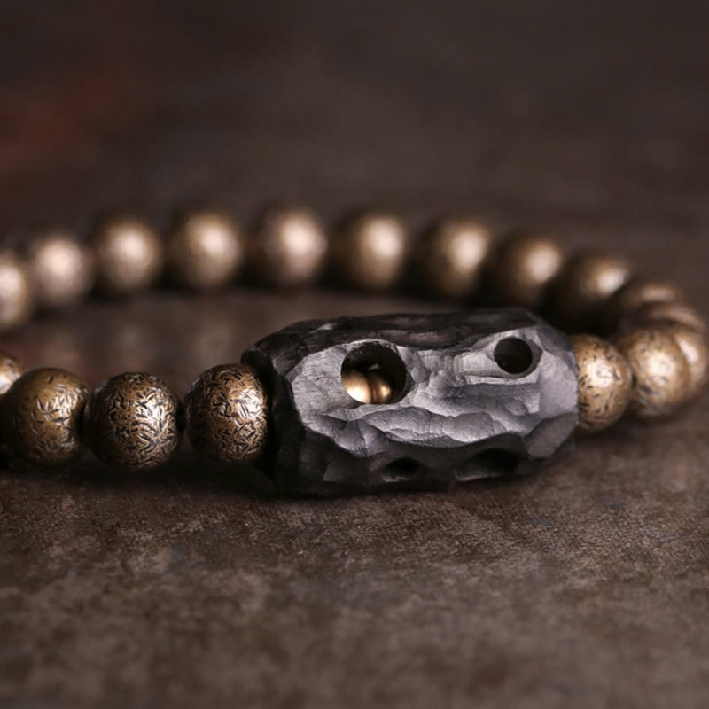 Pulsera con cuentas de equilibrio de la paz, cobre, madera de ébano del Tíbet, Buddha Stones