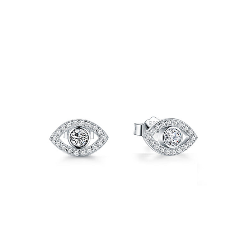 Pendientes de plata de ley 925 con Buddha Stones con símbolo del mal de ojo