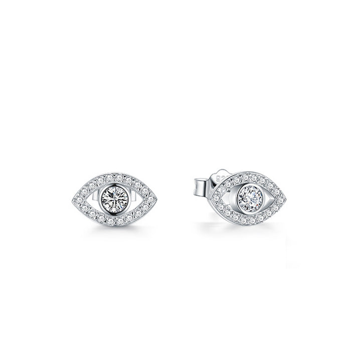 Pendientes de plata de ley 925 con Buddha Stones con símbolo del mal de ojo