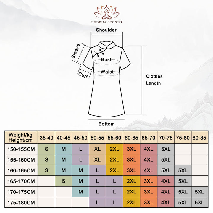 Vestido Cheongsam con estampado de hojas y nubes propicias vintage de Buddha Stones vestido Qipao para mujer