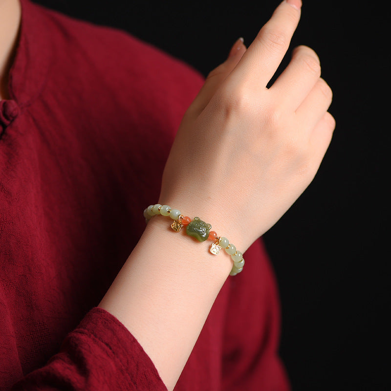 Pulsera de la abundancia de jade del tigre de la suerte del zodíaco chino