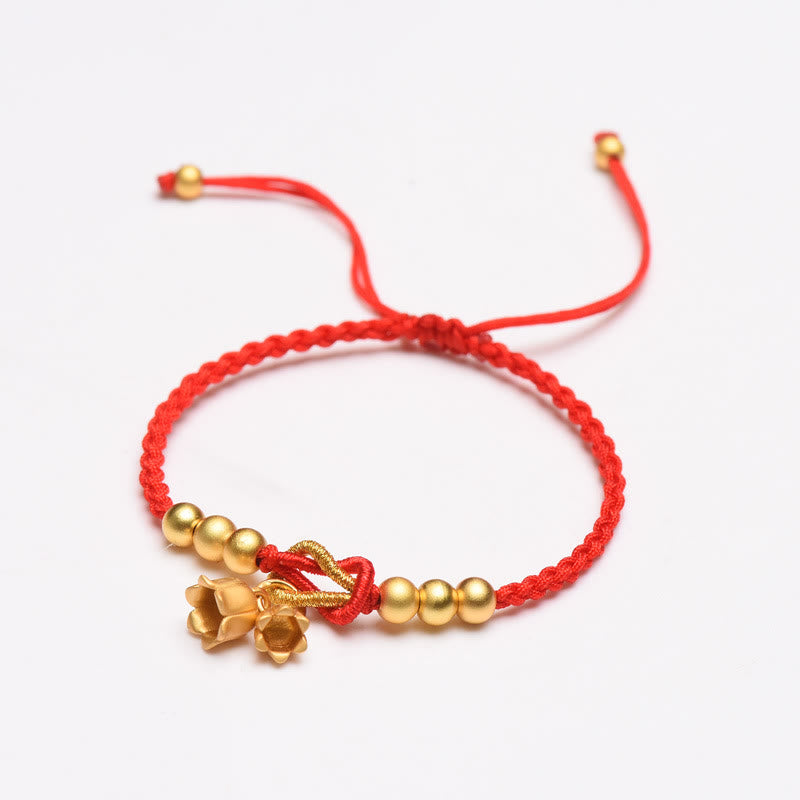 Pulsera trenzada de protección de la suerte con diseño de amuleto de flor de lirio de los valles hecha a mano con Buddha Stones