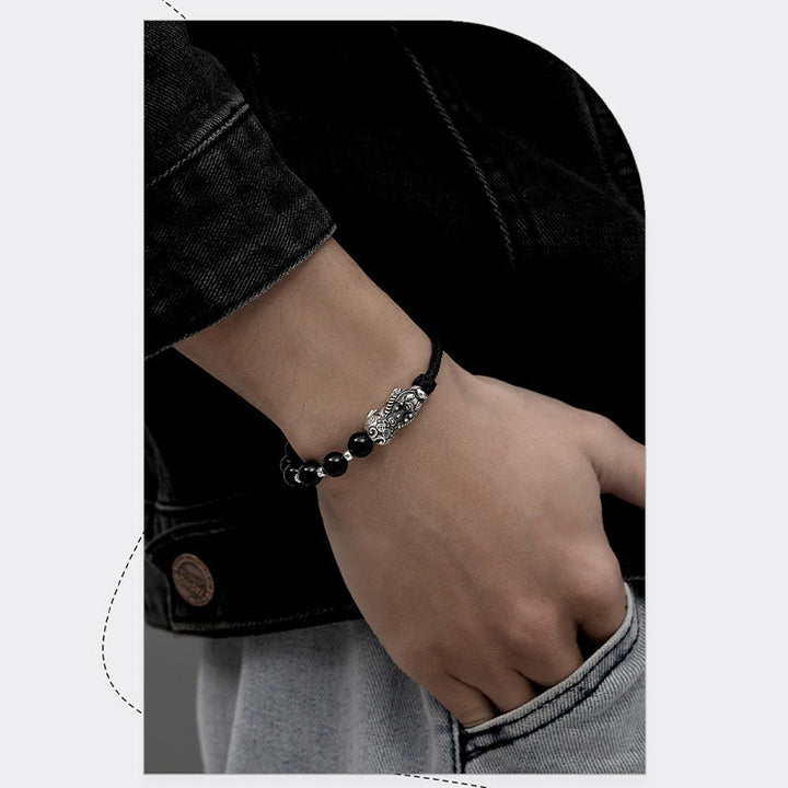 Buddha Stones, Plata de Ley 999, FengShui PiXiu, obsidiana negra Natural, pulsera resistente con cuentas de plata esterlina 925