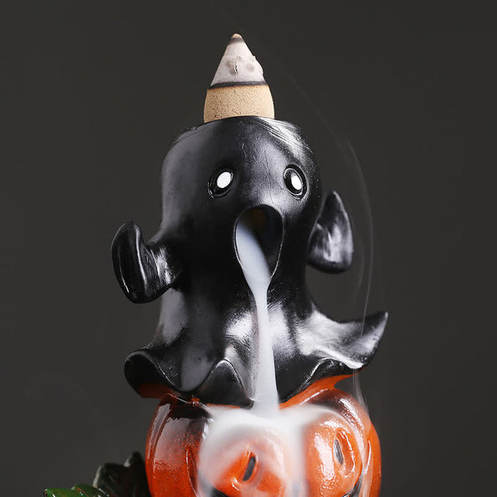 Quemador de incienso de fuente de humo de reflujo de resina fantasma de calabazas de Halloween Decoración