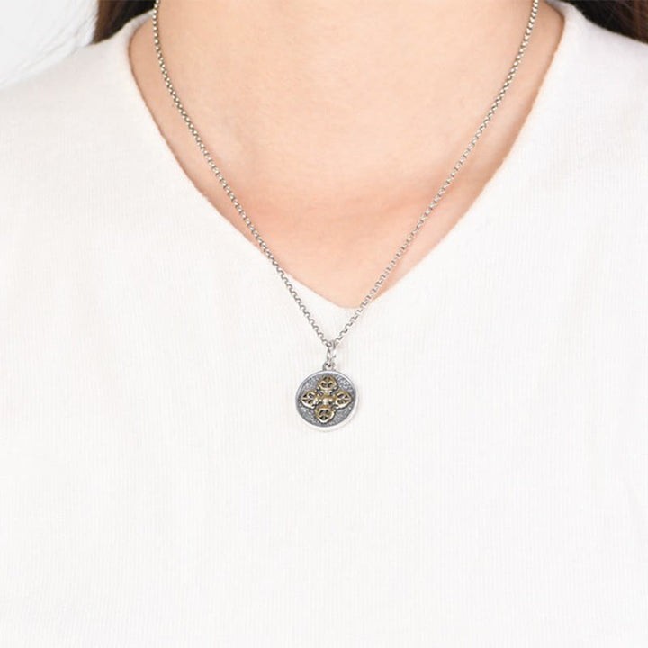 Colgante de plata de ley 925 con Buddha Stones , doble Dorje Vajra, bendición