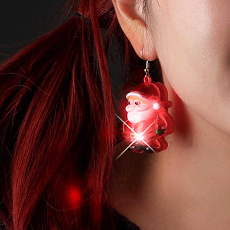 Pendientes luminosos de alce de árbol de Papá Noel de Navidad LED