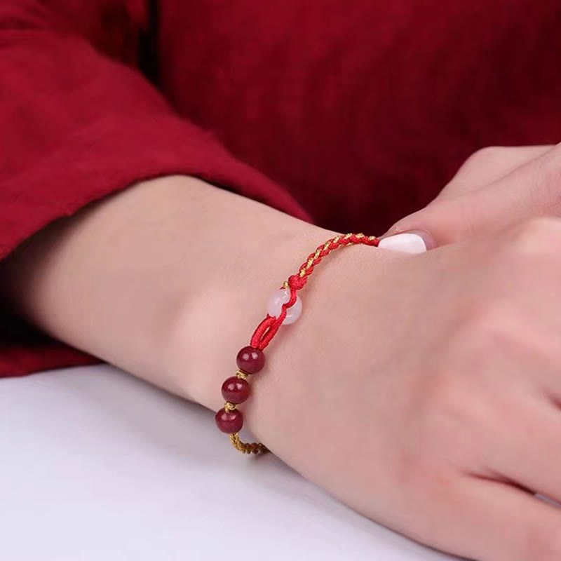 Pulsera de bendición con hebilla de paz de jade cinabrio natural con Buddha Stones