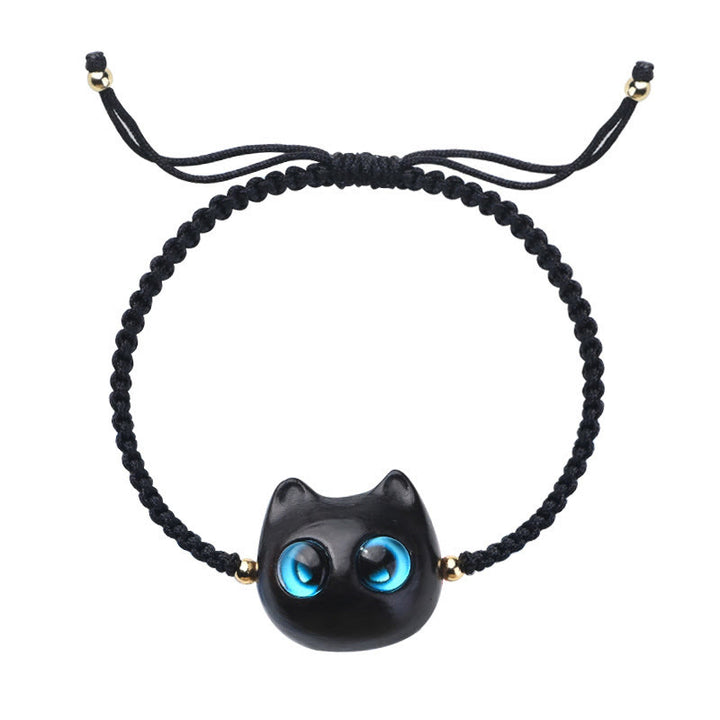 Pulsera trenzada con Buddha Stones, hoja pequeña, sándalo rojo, madera de ébano, cabeza de gato bonita, protección tranquila - image 17
