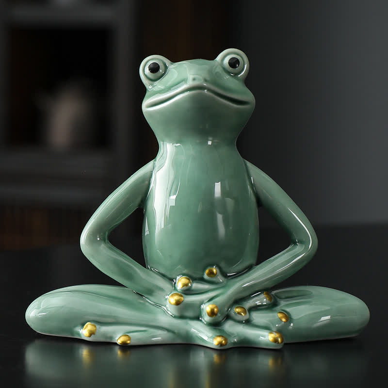 Decoración de estatua de rana Zen de cerámica meditando - Rana - Verde - image 6