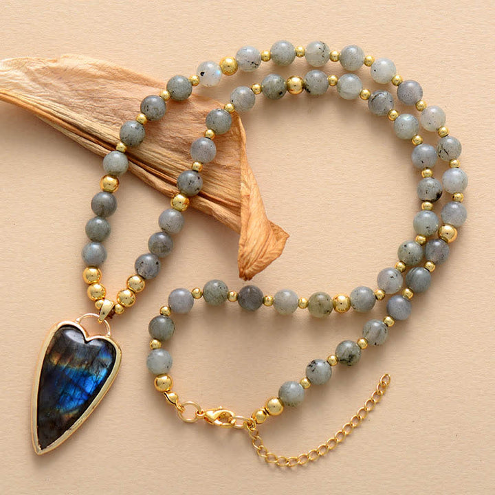 Colgante de collar con cuentas curativas de apoyo de labradorita de Buddha Stones